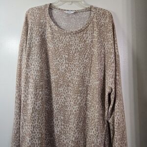 Time and Tru Animal Print Sweater - Beige and Cream